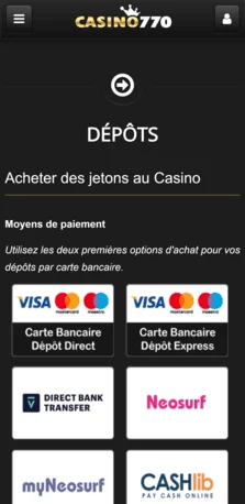 casino 770 methodes de paiement